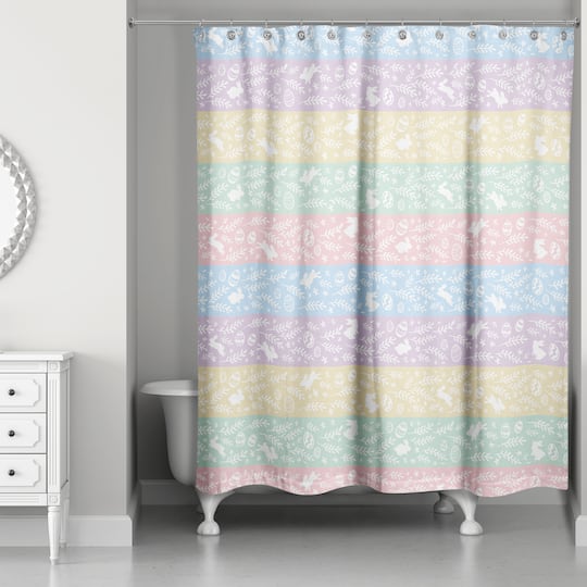 Botanical Bunny Stripes 71" x 74" Shower Curtain